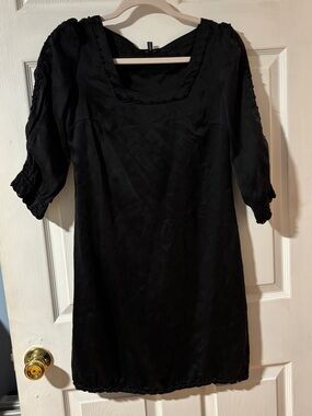Vintage Elie Tahari Bergdorf Goodman Silk Black Dress with Braided Accents XS